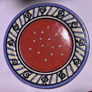 Colorful Decorative Plate with Red and Blue Design Collectible Bella Casa